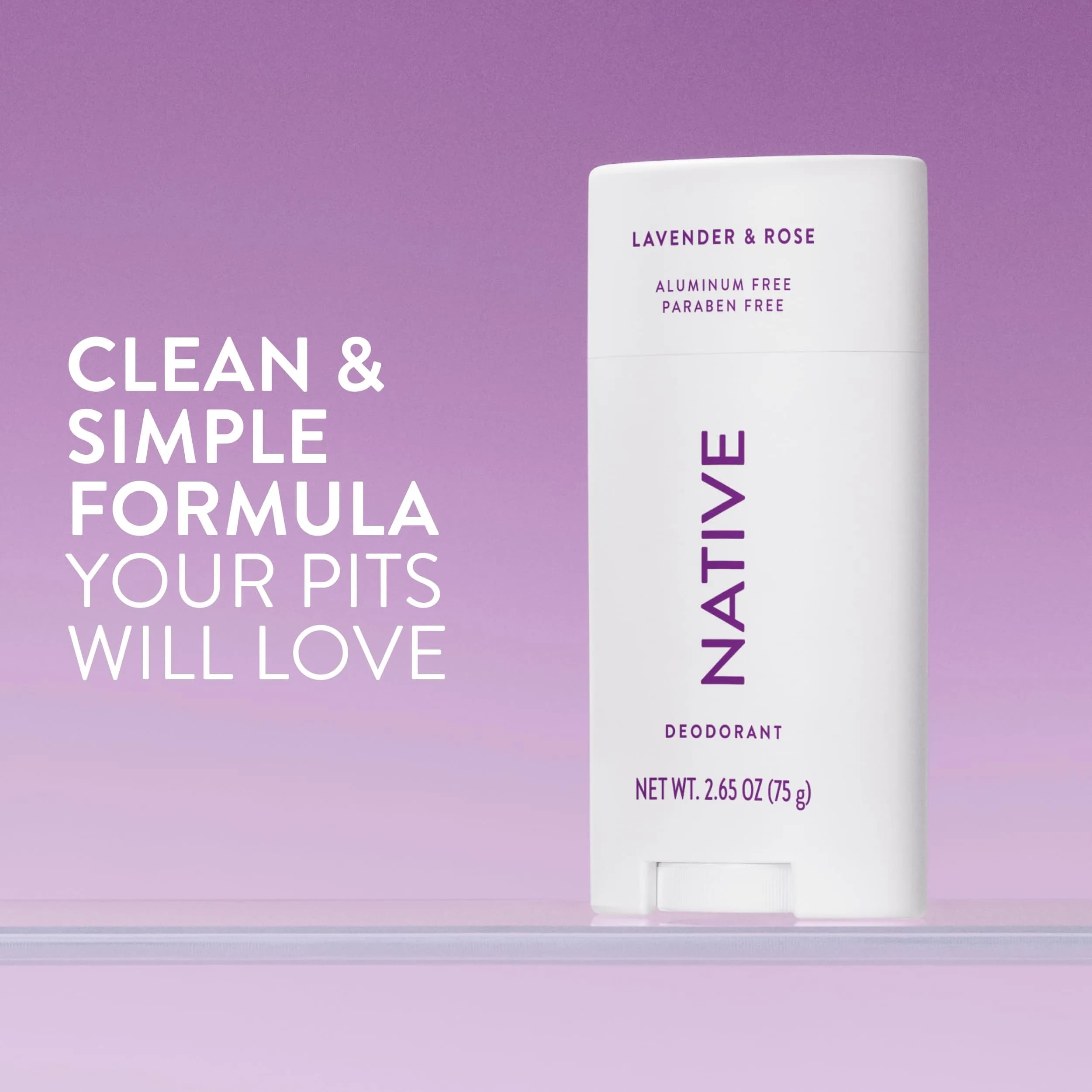 Native Lavender & Rose Deodorant Stick 2.65oz | 72-Hour Odor Control for Men & Women - view 2