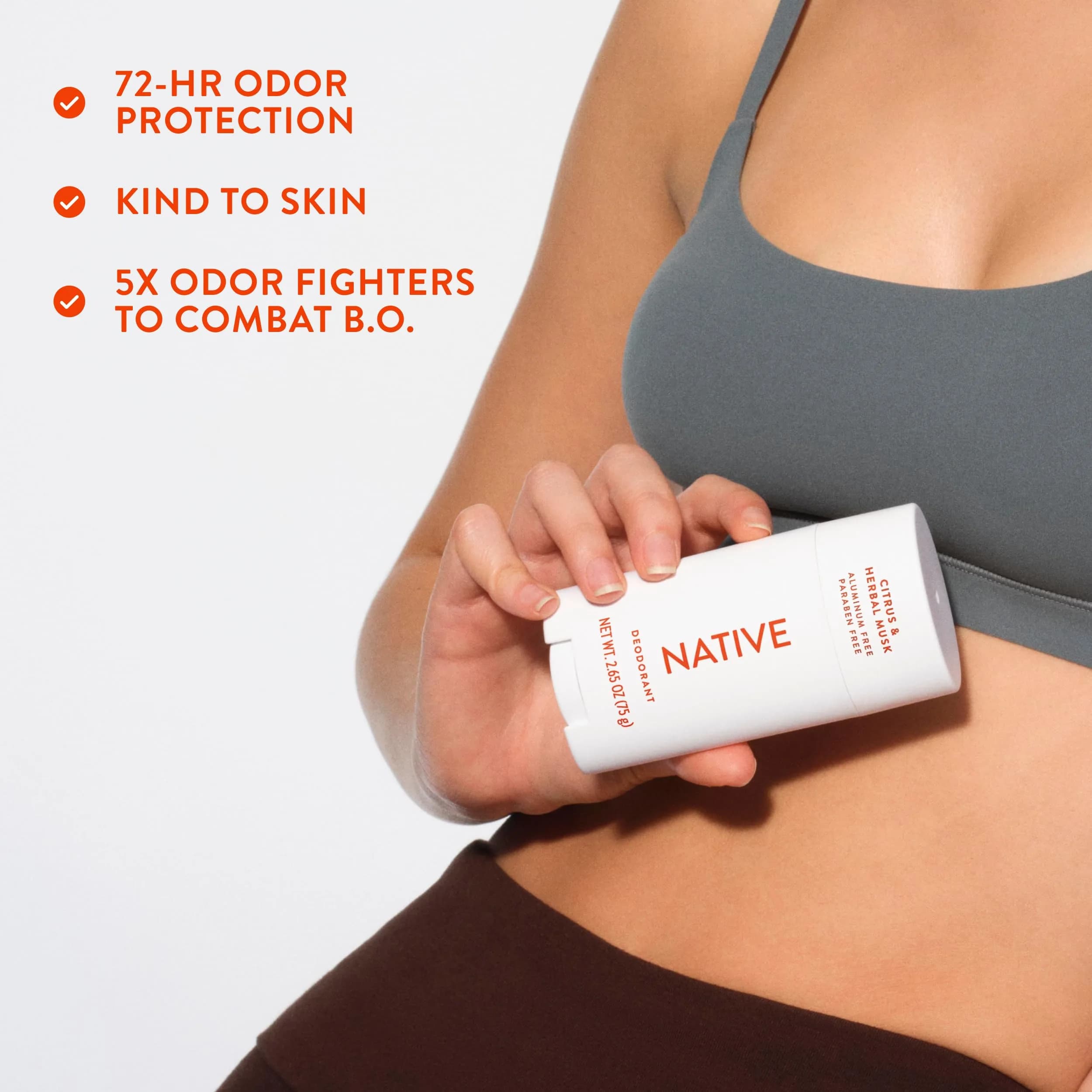 Native Natural Deodorant Citrus & Herbal Musk 2.65oz (75g) | 72-Hour Odor Control - view 7