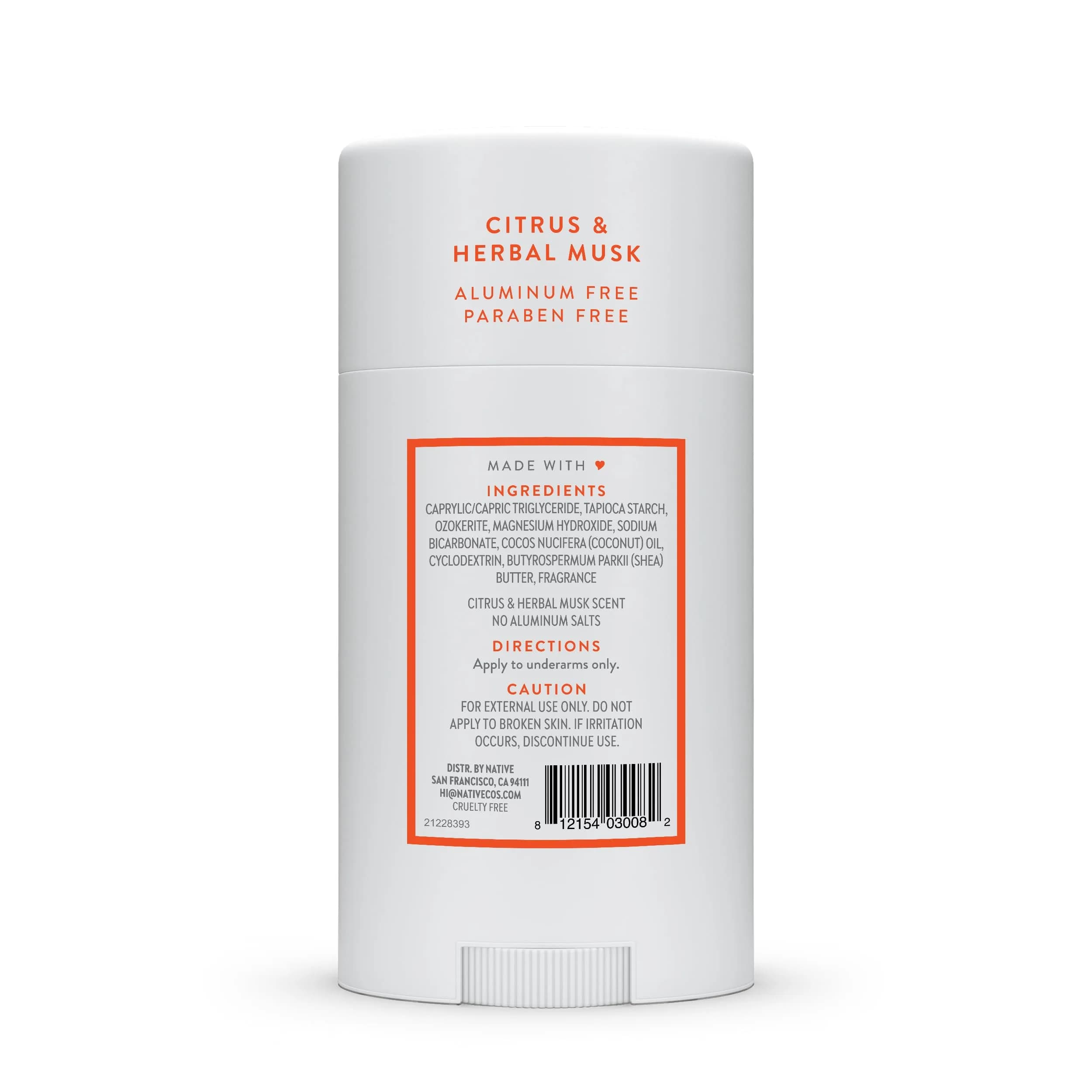Native Natural Deodorant Citrus & Herbal Musk 2.65oz (75g) | 72-Hour Odor Control - view 9