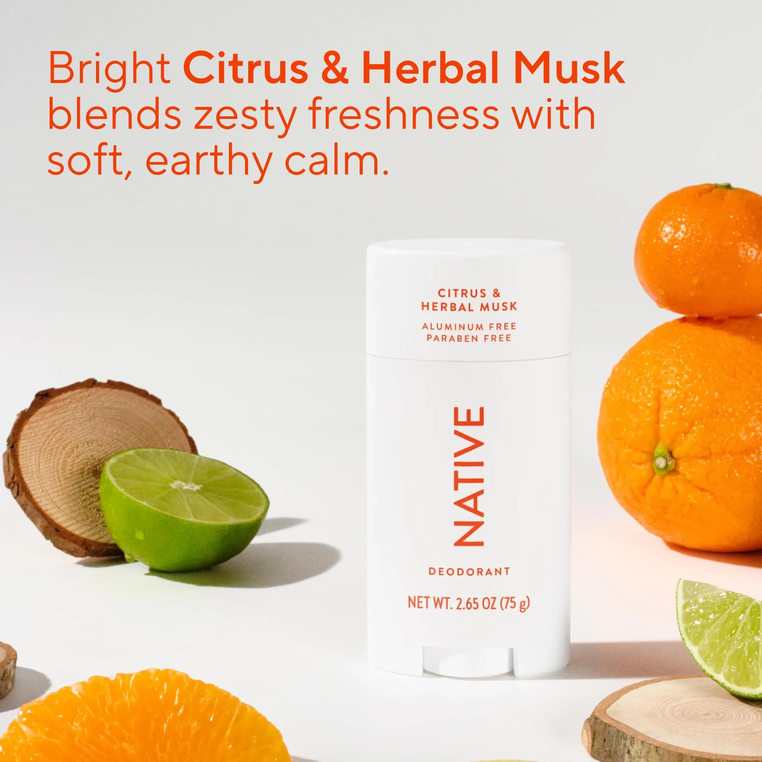 Native Natural Deodorant Citrus & Herbal Musk 2.65oz (75g) | 72-Hour Odor Control - view 4