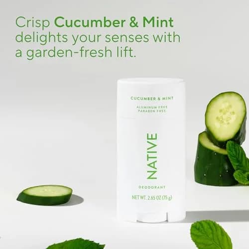 Native Cucumber & Mint Aluminum Free Deodorant Stick 77g (2.65oz) | 72-Hour Odor Protection thumbnail 4
