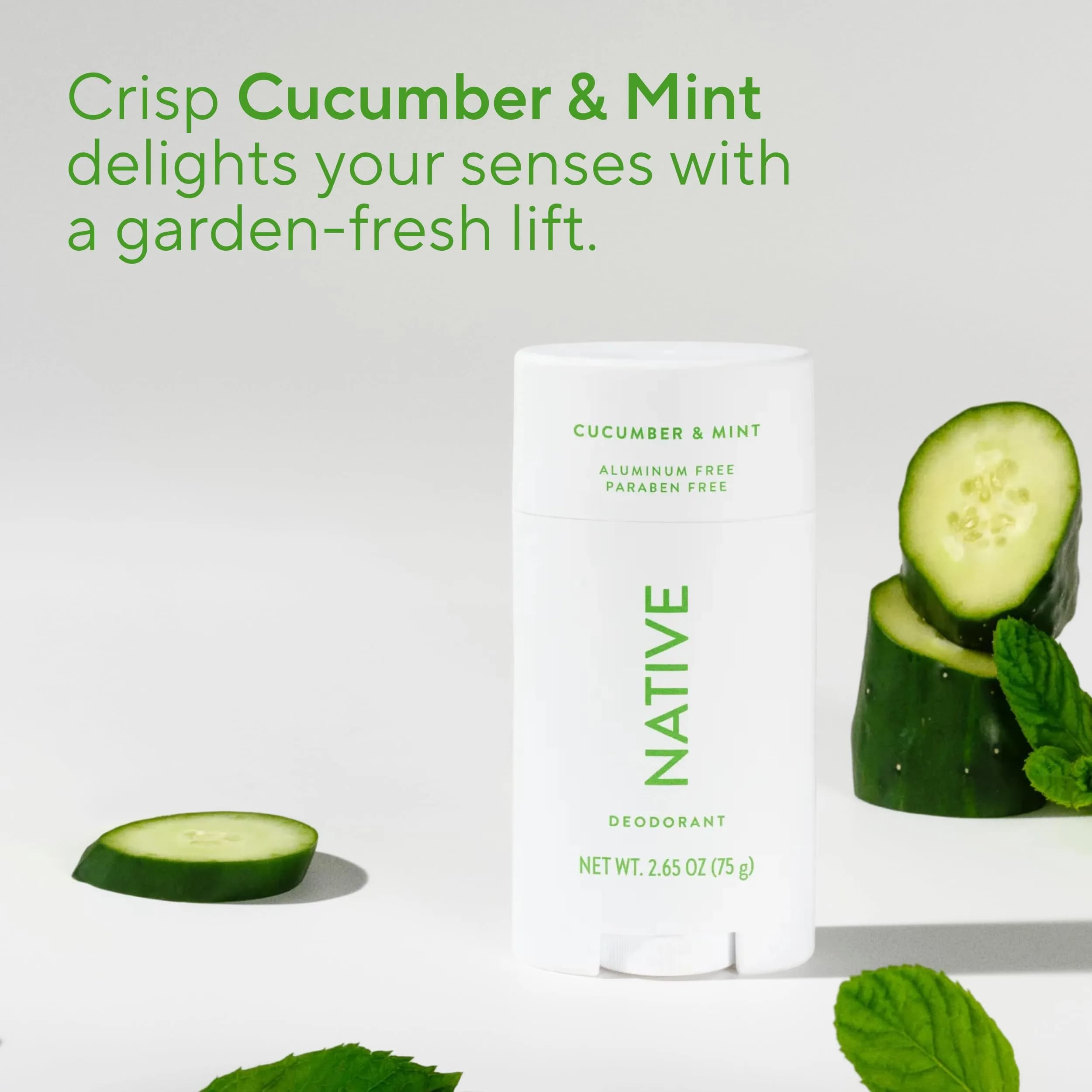 Native Cucumber & Mint Aluminum Free Deodorant Stick 77g (2.65oz) | 72-Hour Odor Protection - view 4