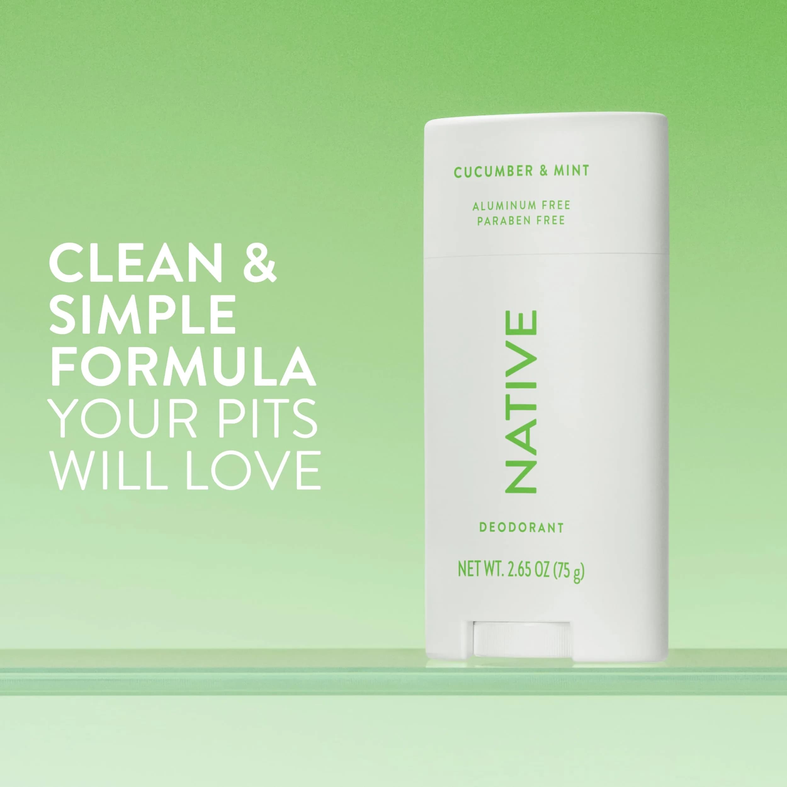 Native Cucumber & Mint Aluminum Free Deodorant Stick 77g (2.65oz) | 72-Hour Odor Protection - view 2