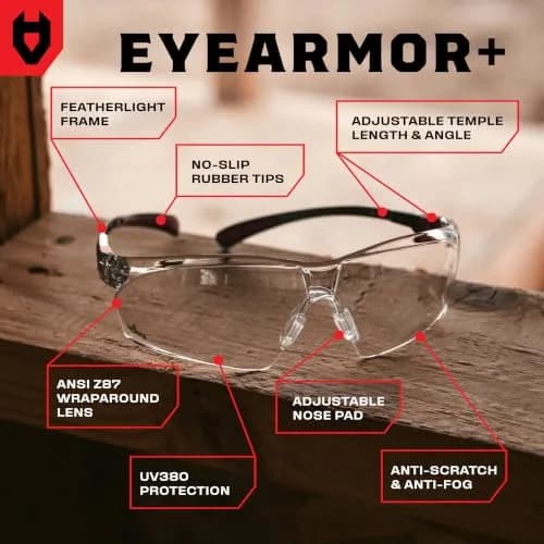 NoCry Clear Safety Glasses with Anti-Fog & Scratch Resistant Lenses | ANSI Z87 Certified Protective Eyewear thumbnail 2