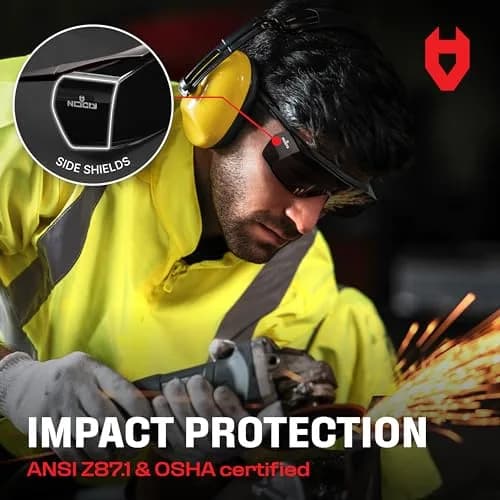 NoCry Tinted Safety Glasses Over Eyeglasses with Anti-Scratch Wraparound Lenses | UV400 & ANSI Z87 Certified thumbnail 6