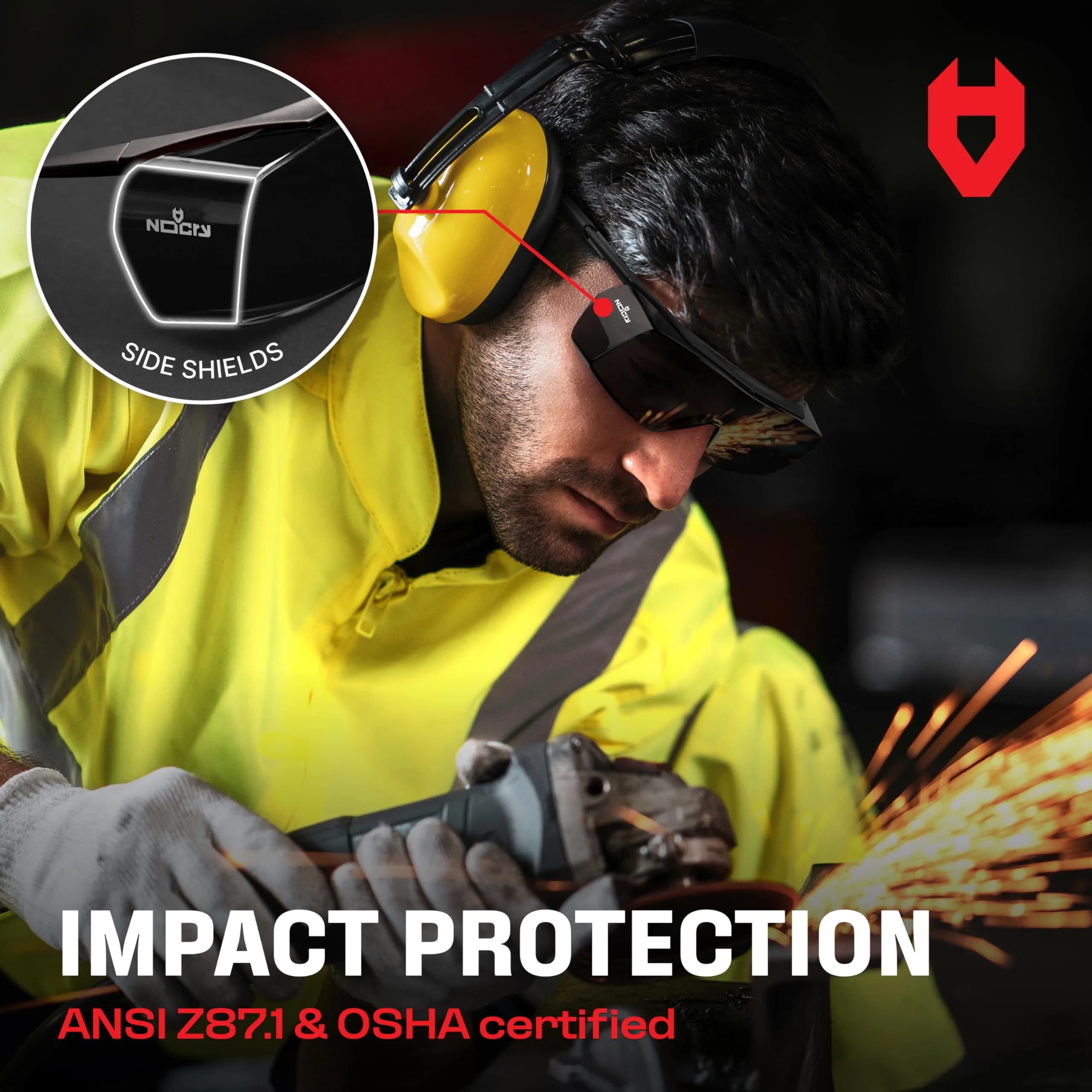 NoCry Tinted Safety Glasses Over Eyeglasses with Anti-Scratch Wraparound Lenses | UV400 & ANSI Z87 Certified - view 6