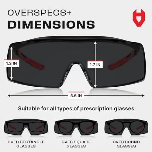 NoCry Tinted Safety Glasses Over Eyeglasses with Anti-Scratch Wraparound Lenses | UV400 & ANSI Z87 Certified thumbnail 7