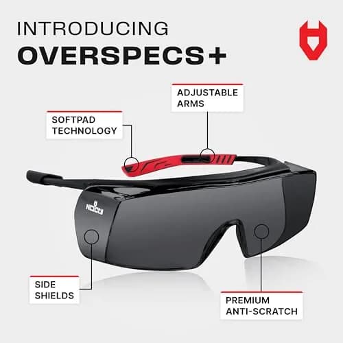 NoCry Tinted Safety Glasses Over Eyeglasses with Anti-Scratch Wraparound Lenses | UV400 & ANSI Z87 Certified thumbnail 2