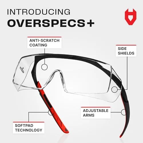 NoCry Safety Glasses Over Eyeglasses with UV Protection & Side Shields | ANSI Z87 Certified (110c) thumbnail 2