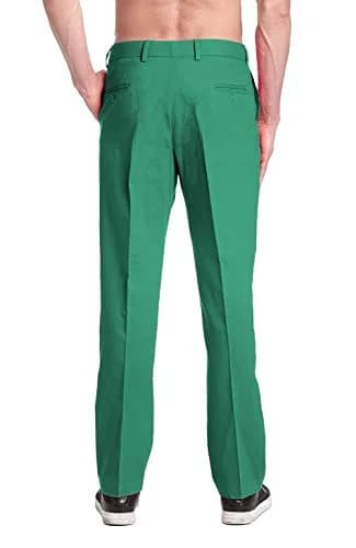 Concitor Men's Cotton Dress Pants Emerald Green | Flat Front, 32 x 32 thumbnail 2