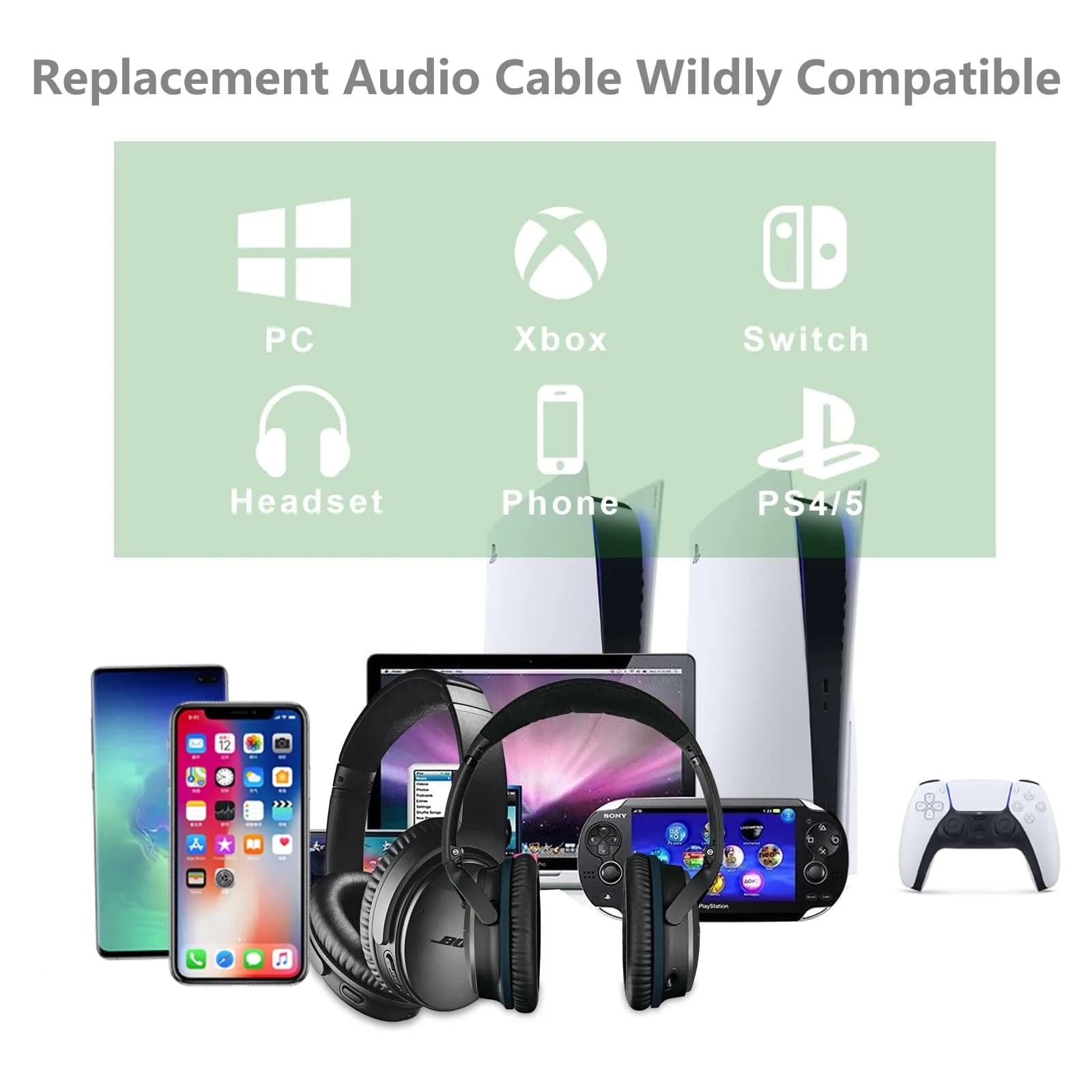Saipomor Replacement Audio Cable for Bose Headphones 1.5m (4.9ft) | Premium Sound & Durable Design - view 5