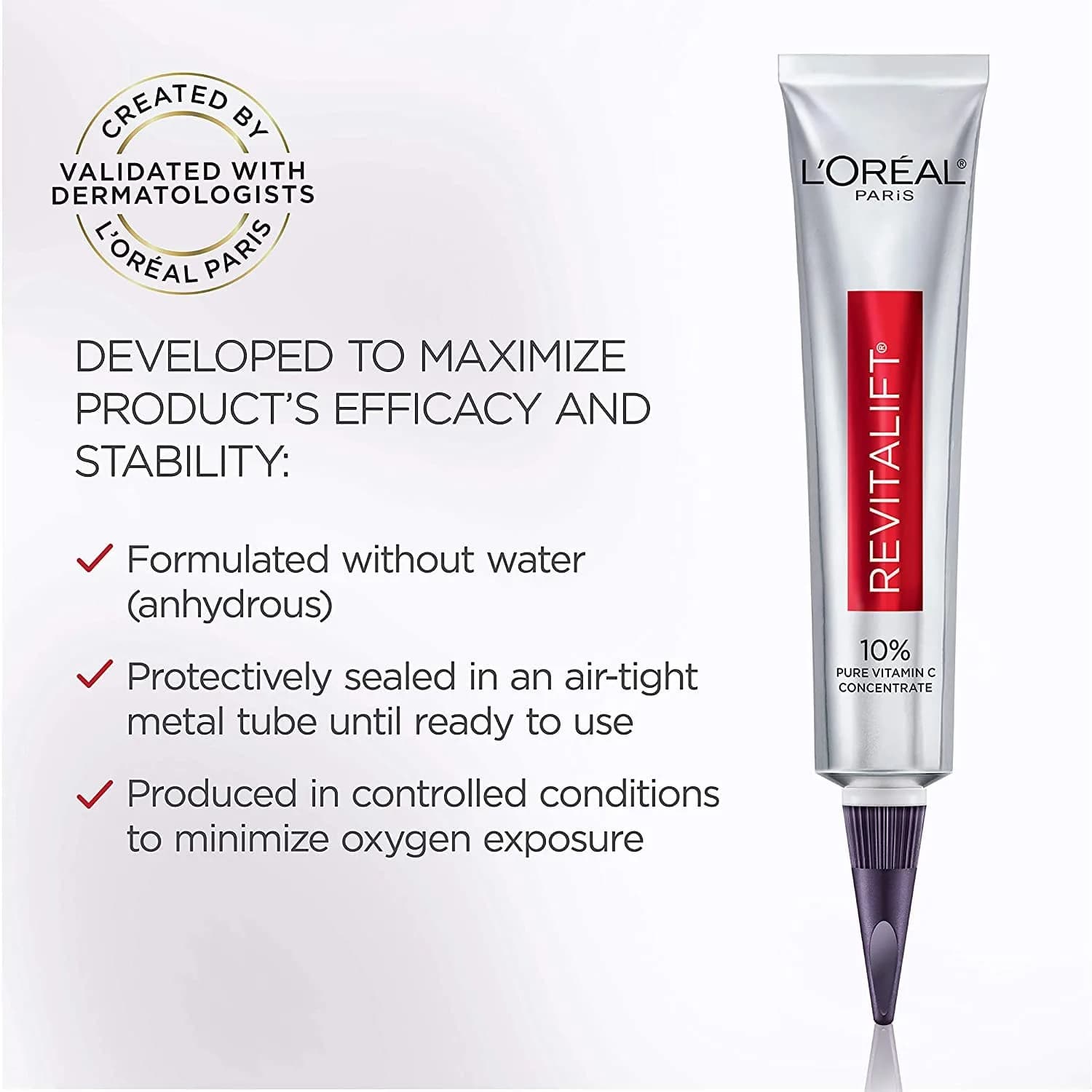L'Oreal Paris Revitalift 10% Pure Vitamin C Face Serum 30ml (1 Fl Oz) | Dermatologist Validated for Brighter Skin - view 4