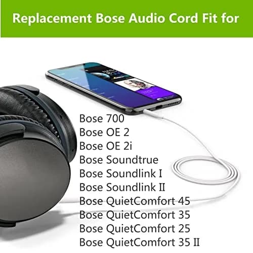 Saipomor White TPE Audio Cable 1.4m (4.6ft) | 3.5mm to 2.5mm Stereo Jack for Bose Headphones thumbnail 3