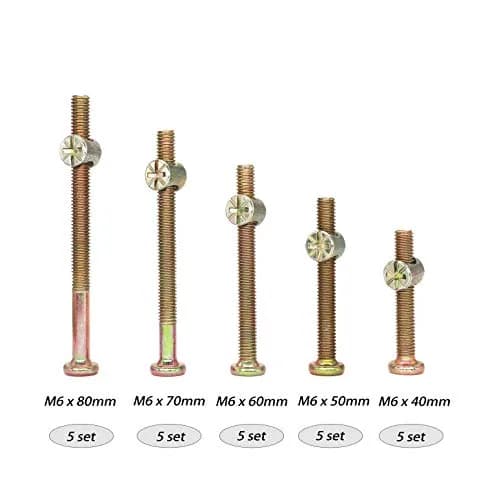 cSeao M6 x 40-80mm Furniture Bolts & Barrel Nuts Kit (51-Piece) | For Cribs, Beds, Chairs thumbnail 2