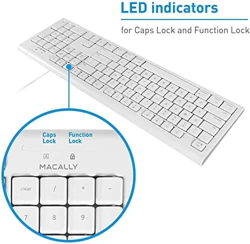 Macally QKEY Full-Size USB Wired Keyboard for Mac | 104-Key Layout, Numeric Keypad, Spill-Proof thumbnail 7