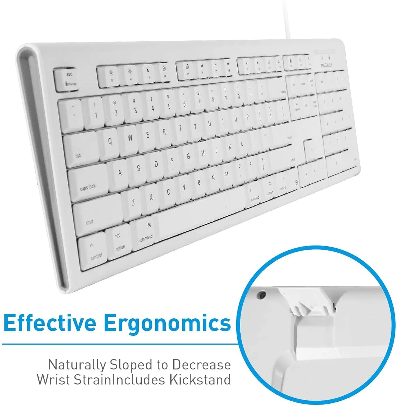 Macally QKEY Full-Size USB Wired Keyboard for Mac | 104-Key Layout, Numeric Keypad, Spill-Proof - view 8