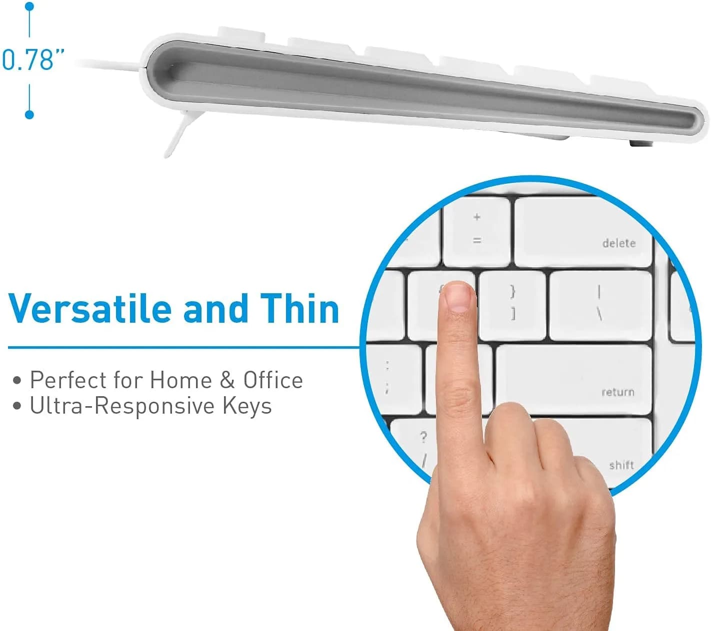 Macally QKEY Full-Size USB Wired Keyboard for Mac | 104-Key Layout, Numeric Keypad, Spill-Proof - view 4
