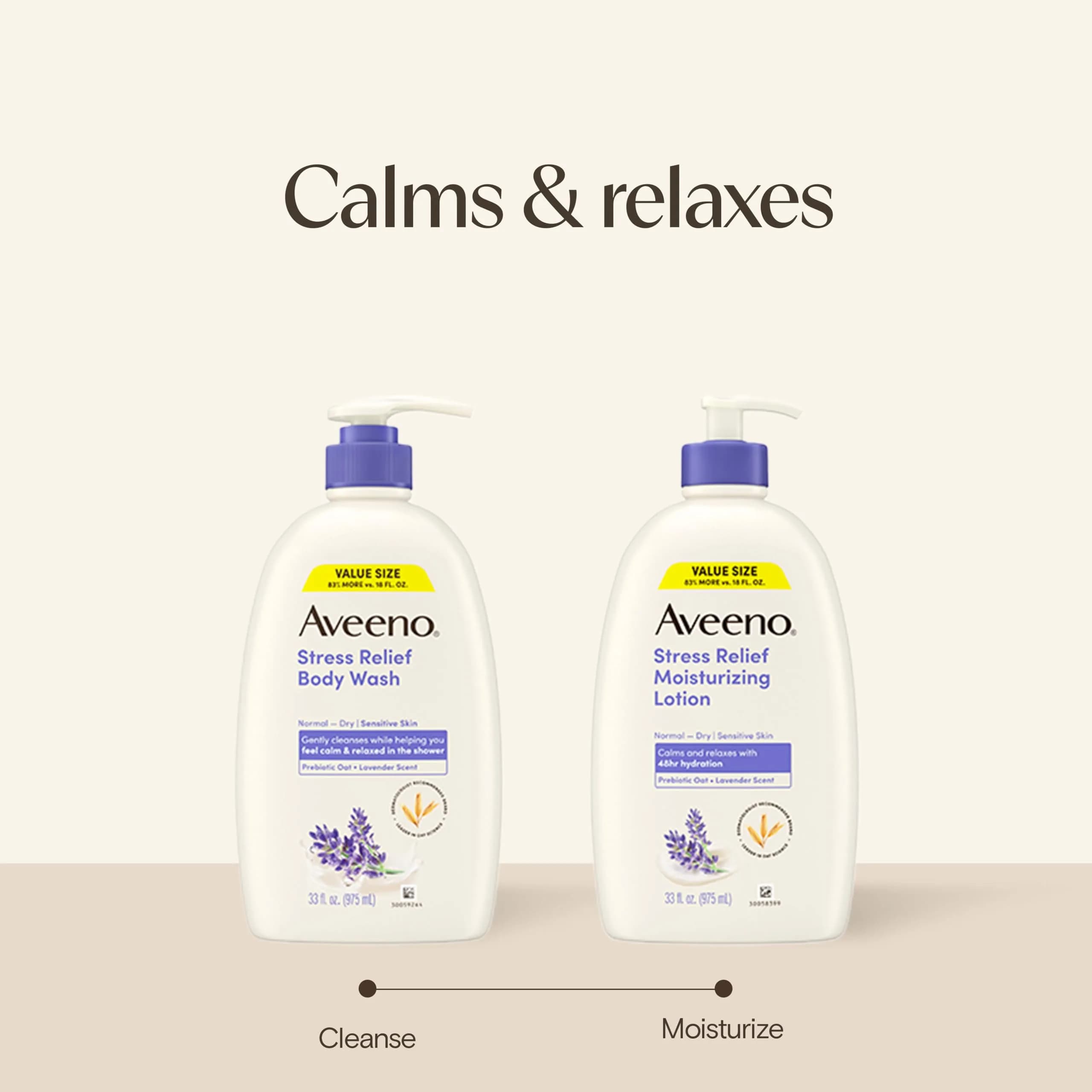 Aveeno Stress Relief Body Lotion Lavender Scent 976ml (33 Fl Oz) | Dermatologist Recommended for Sensitive Skin - view 8