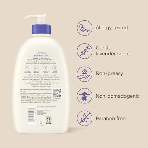 Aveeno Stress Relief Body Lotion Lavender Scent 976ml (33 Fl Oz) | Dermatologist Recommended for Sensitive Skin thumbnail 9