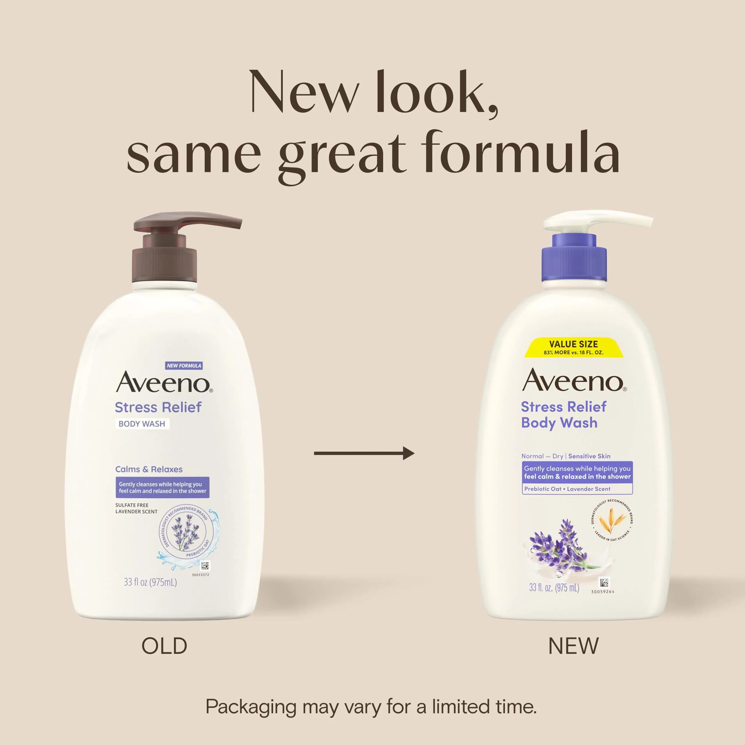 Aveeno Stress Relief Lavender Scent Body Lotion, 33 Fl Oz (Pack of 1) - 48-Hour Hydration for Sensitive Skin - view 2