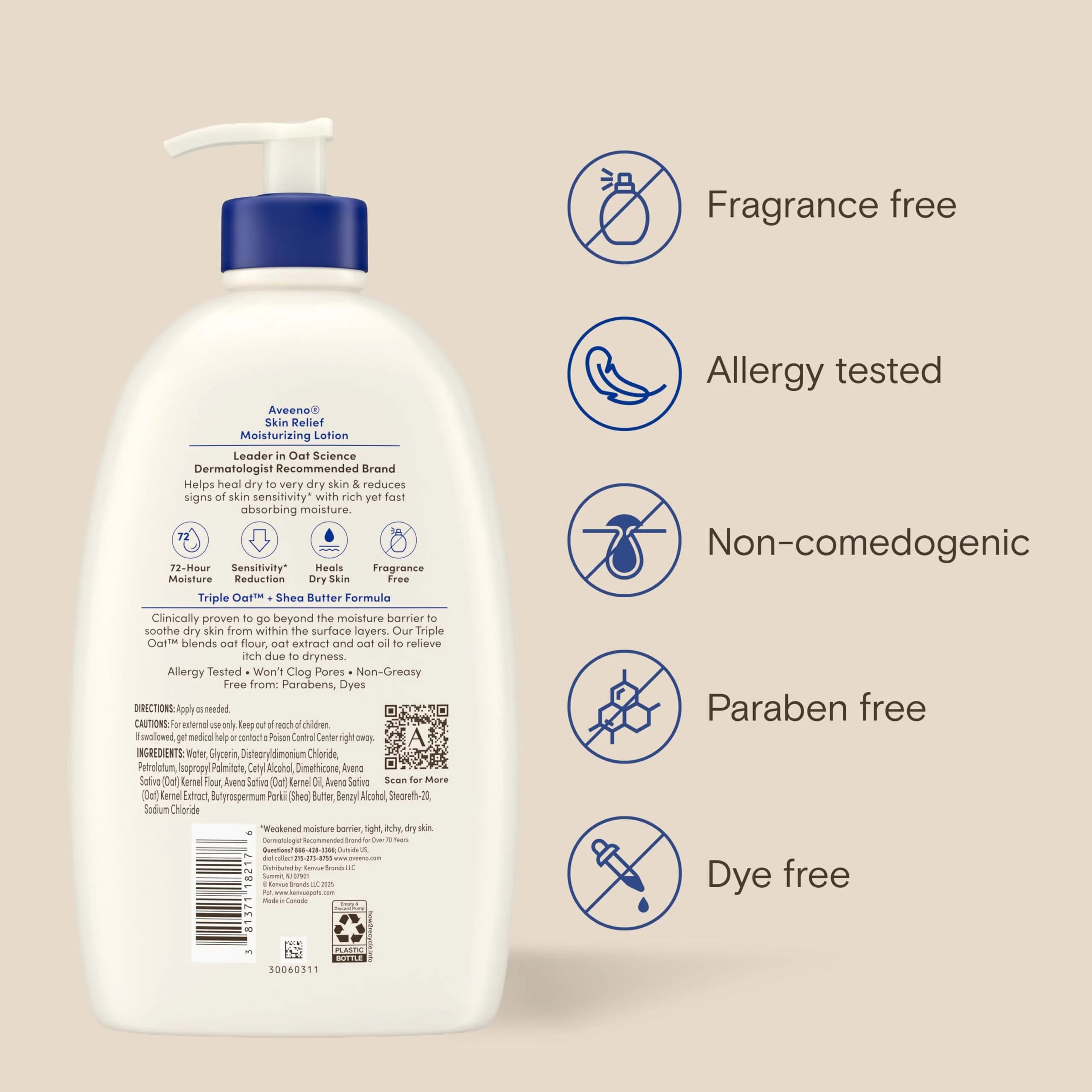 Aveeno Skin Relief Moisturizing Body Lotion 33 Fl Oz (975 ml) | Heals Very Dry, Sensitive Skin - view 9
