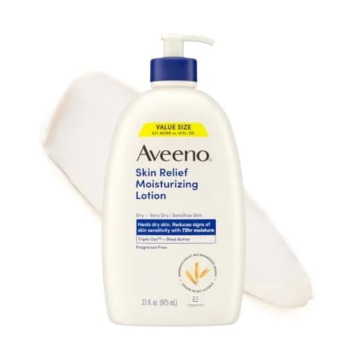 Aveeno Skin Relief Moisturizing Body Lotion 532ml (18 Fl Oz) | Fragrance-Free for Very Dry, Sensitive Skin — 33 Fl Oz
