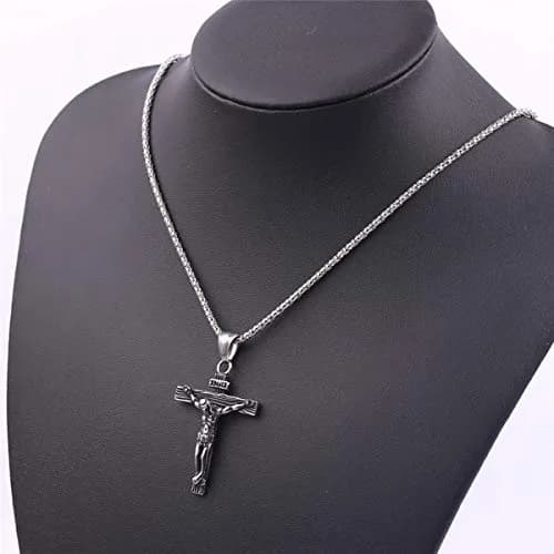 Axmerdal Stainless Steel Crucifix Cross Necklace Lord's Prayer | 24" Chain, Religious Faith Jewelry thumbnail 5