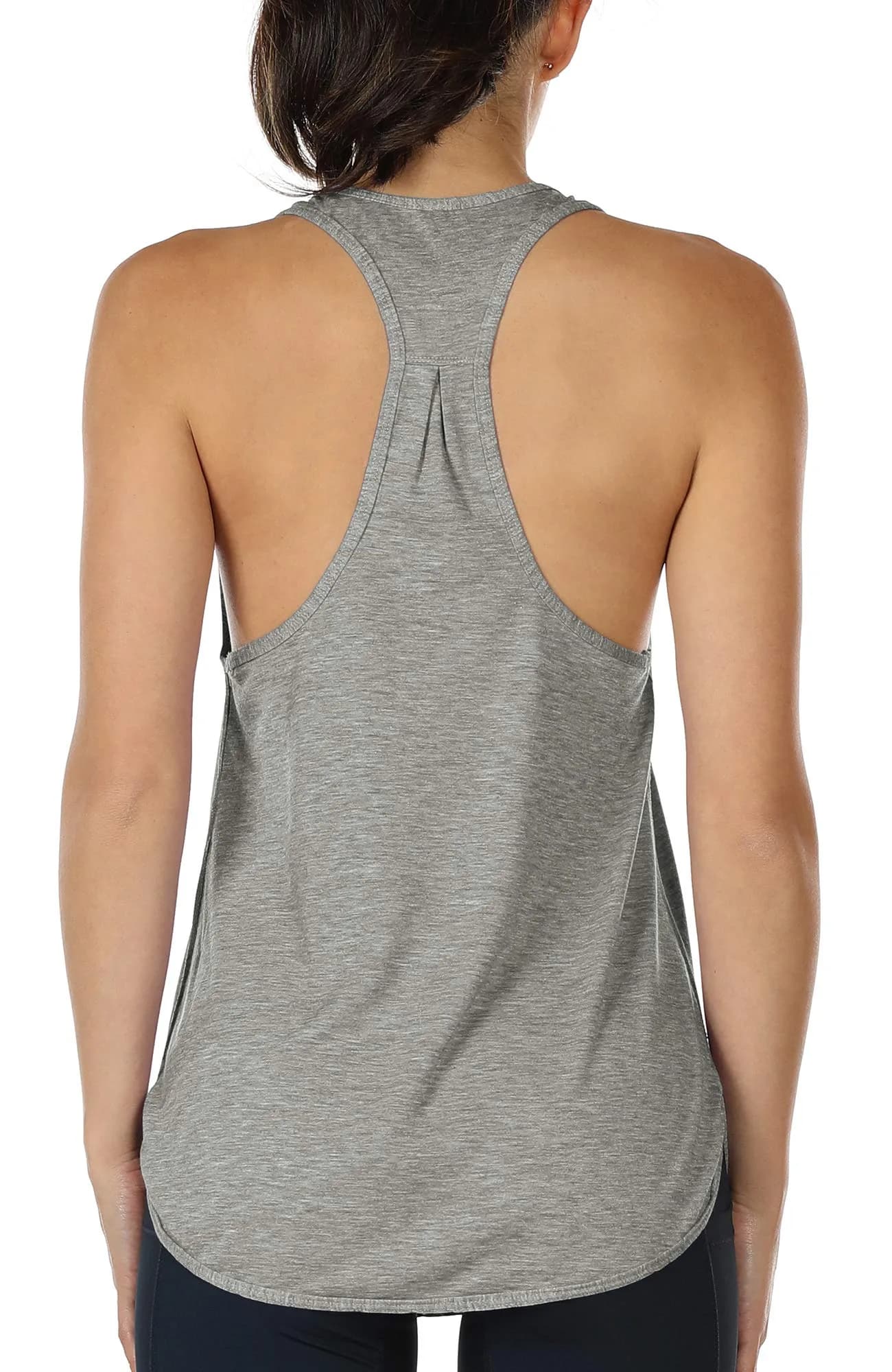 icyzone Women's Curved Hem Racerback Workout Tank Tops Grey S | Lightweight, Sweat-Wicking Active Shirt