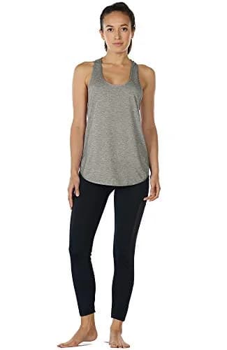 icyzone Women's Curved Hem Racerback Workout Tank Tops Grey S | Lightweight, Sweat-Wicking Active Shirt thumbnail 2
