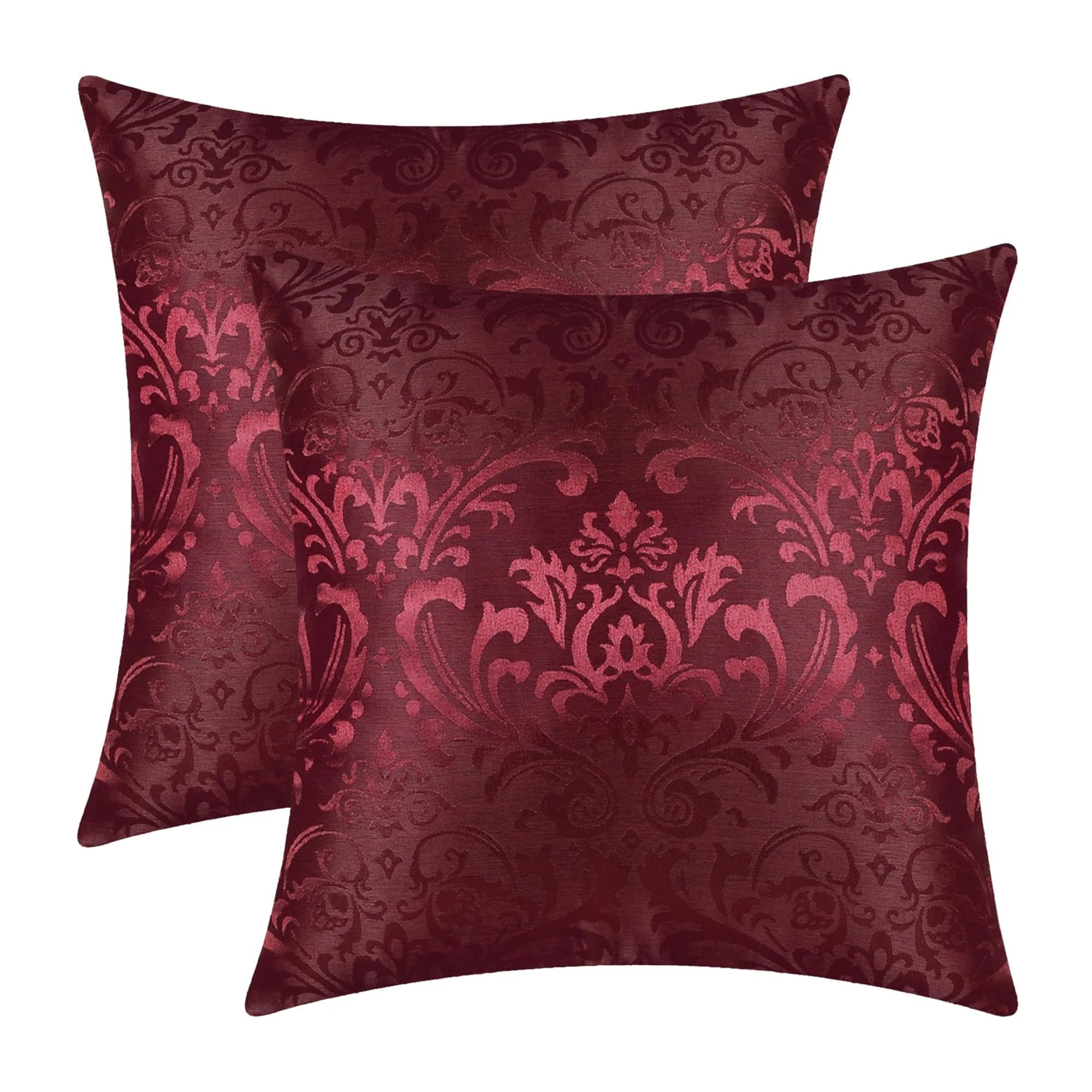 CaliTime Decorative Couch Throw Pillow Covers 18 x 18 Inches Burgundy | Silky, Durable & Luxurious