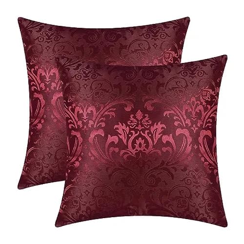 CaliTime Decorative Couch Throw Pillow Covers 18 x 18 Inches Burgundy | Silky, Durable & Luxurious thumbnail 1