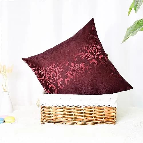 CaliTime Decorative Couch Throw Pillow Covers 18 x 18 Inches Burgundy | Silky, Durable & Luxurious thumbnail 4
