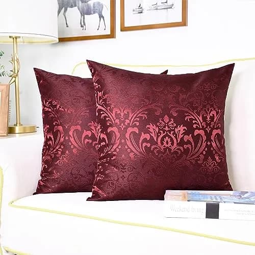 CaliTime Decorative Couch Throw Pillow Covers 18 x 18 Inches Burgundy | Silky, Durable & Luxurious thumbnail 5