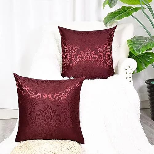 CaliTime Decorative Couch Throw Pillow Covers 18 x 18 Inches Burgundy | Silky, Durable & Luxurious thumbnail 6