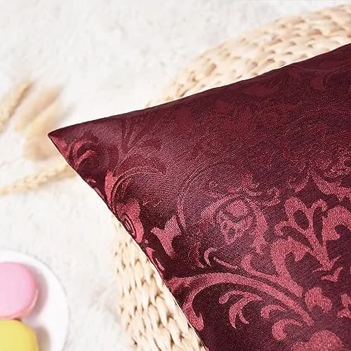 CaliTime Decorative Couch Throw Pillow Covers 18 x 18 Inches Burgundy | Silky, Durable & Luxurious thumbnail 7