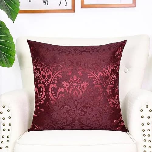 CaliTime Decorative Couch Throw Pillow Covers 18 x 18 Inches Burgundy | Silky, Durable & Luxurious thumbnail 3