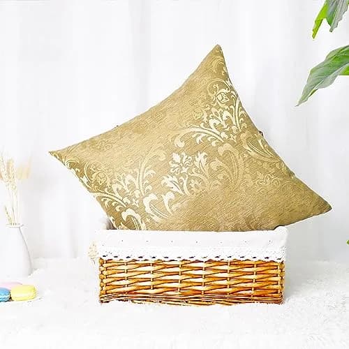 CaliTime Decorative Couch Throw Pillow Covers 18 x 18 Inches Gold | Luxury Damask Floral Design thumbnail 4