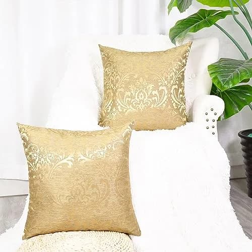 CaliTime Decorative Couch Throw Pillow Covers 18 x 18 Inches Gold | Luxury Damask Floral Design thumbnail 6