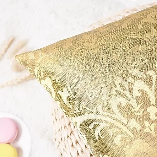 CaliTime Decorative Couch Throw Pillow Covers 18 x 18 Inches Gold | Luxury Damask Floral Design thumbnail 7