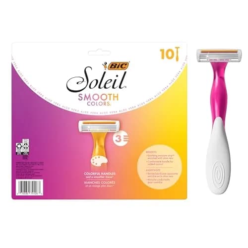 BIC Soleil 3 Colors Womens Disposable Razors 10-Pack | 3 Blades for Sensitive Skin, Bright Handles, Up to 4 Weeks Shaving thumbnail 1