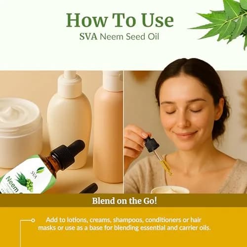 SVA ORGANICS Neem Seed Carrier Oil 118 ml (4 Fl Oz) | Cold Pressed for Hair & Skin thumbnail 6