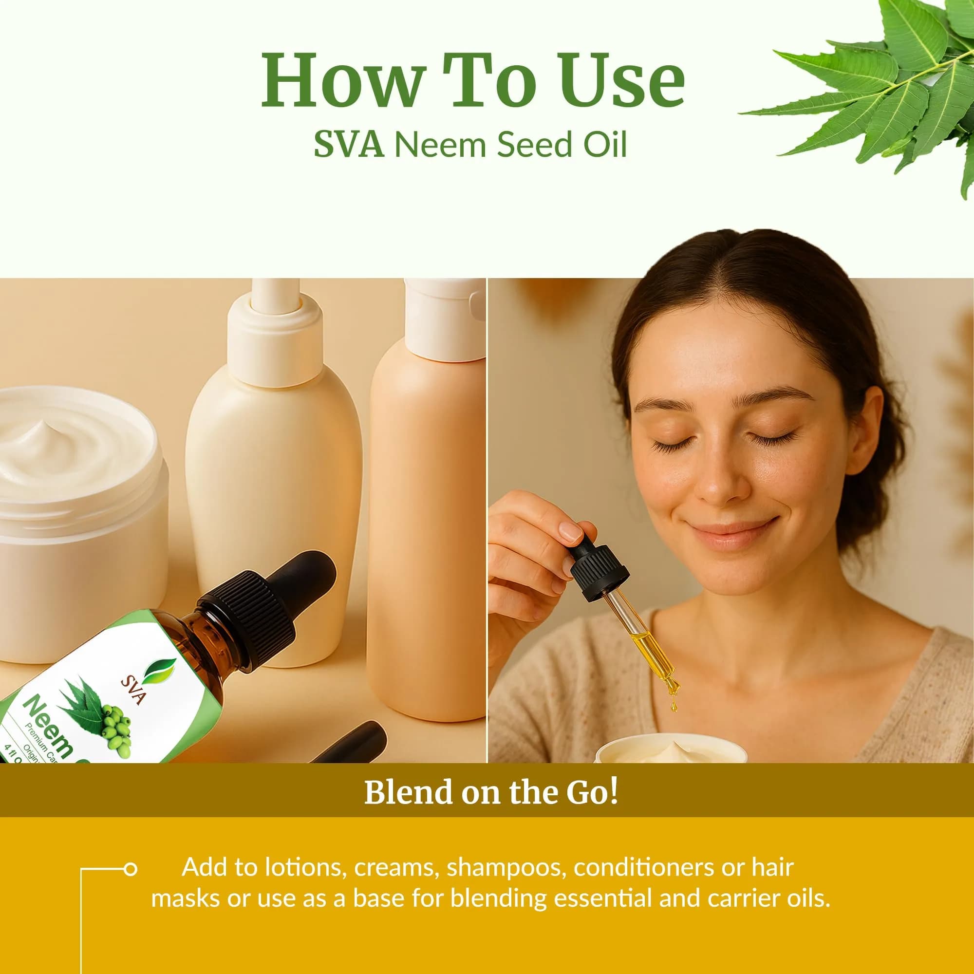 SVA ORGANICS Neem Seed Carrier Oil 118 ml (4 Fl Oz) | Cold Pressed for Hair & Skin - view 6