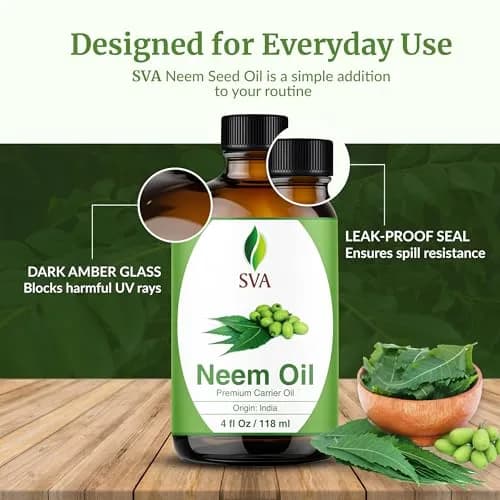SVA ORGANICS Neem Seed Carrier Oil 118 ml (4 Fl Oz) | Cold Pressed for Hair & Skin thumbnail 7