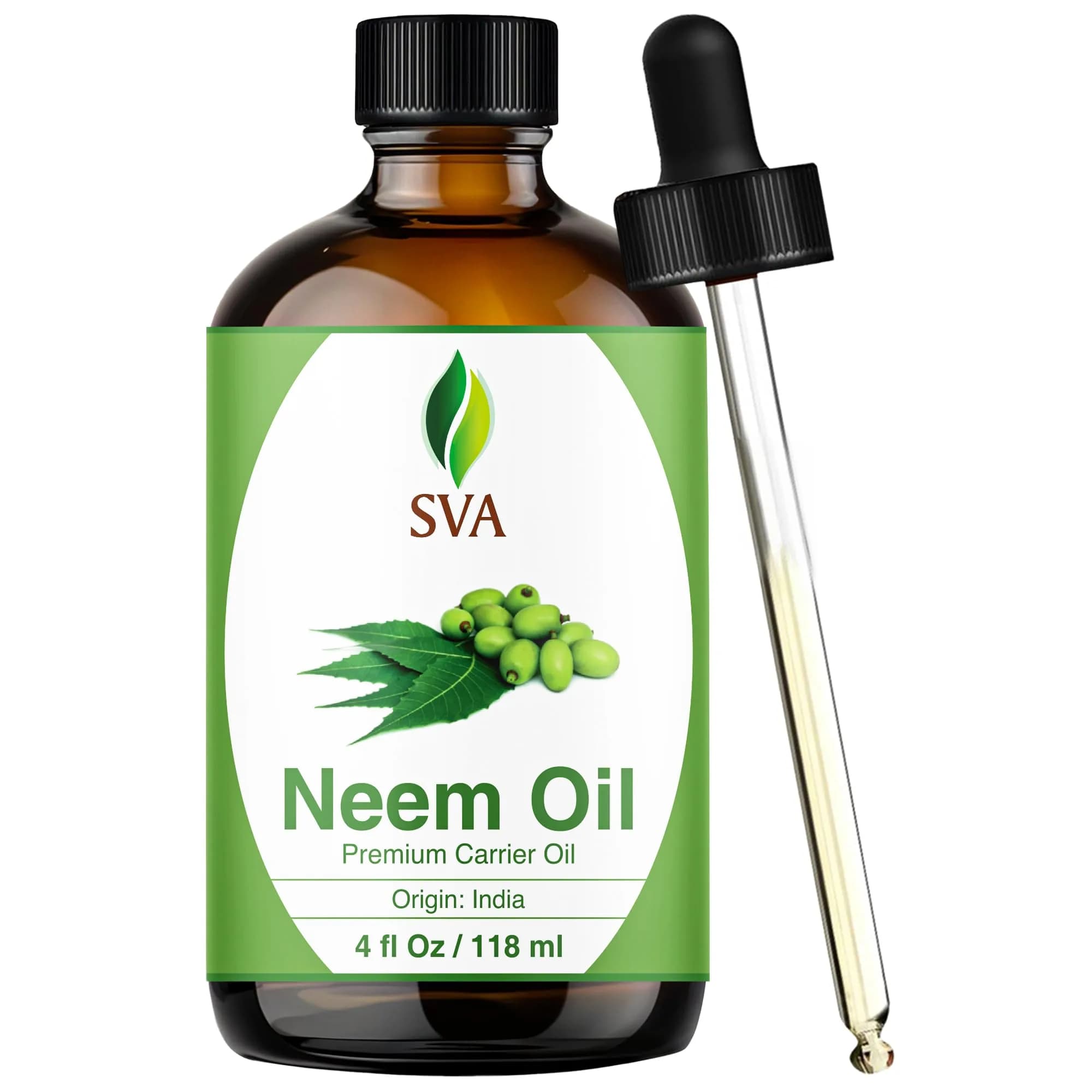 SVA ORGANICS Neem Seed Carrier Oil 118 ml (4 Fl Oz) | Cold Pressed for Hair & Skin - main product image