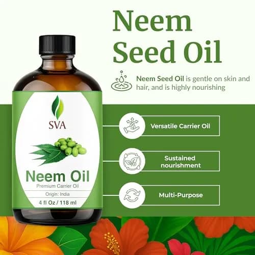 SVA ORGANICS Neem Seed Carrier Oil 118 ml (4 Fl Oz) | Cold Pressed for Hair & Skin thumbnail 2