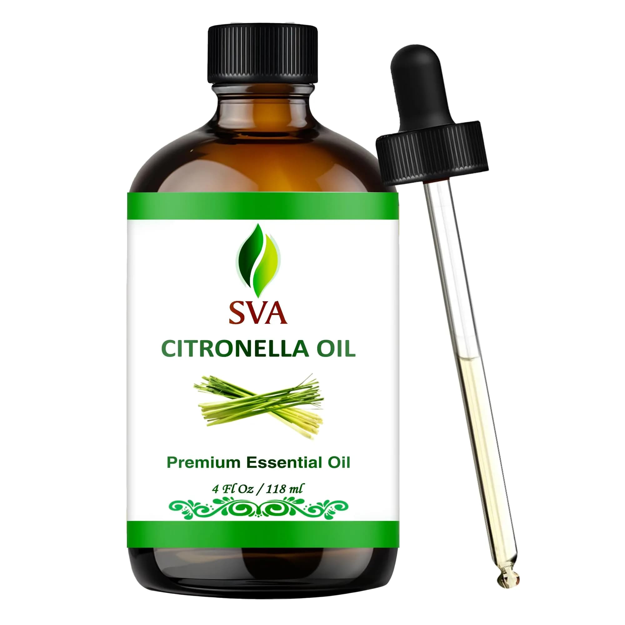 SVA ORGANICS Citronella Essential Oil 4 Fl Oz (118 mL) - Pure & Natural for Aromatherapy and Insect Repellent - main product image
