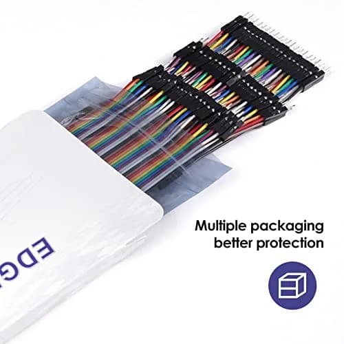 EDGELEC 120pcs 50cm (19.7 inch) Male to Male Jumper Wires | 2.54mm Pitch Dupont Ribbon Cables for Arduino thumbnail 5