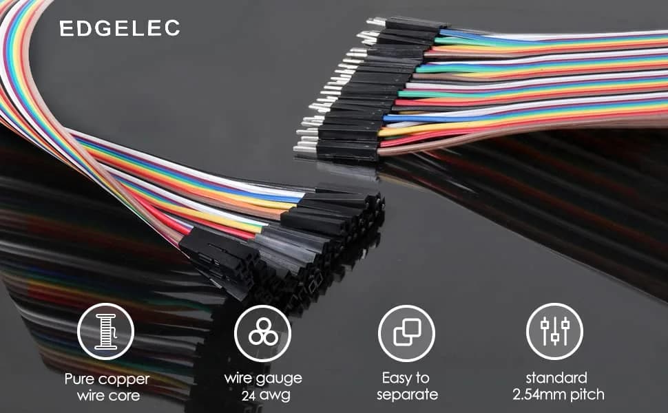 EDGELEC 120pcs 15cm (5.9 inch) Female to Female Dupont Jumper Wires | 2.54mm Pitch Ribbon Cables for DIY Electronics - view 2