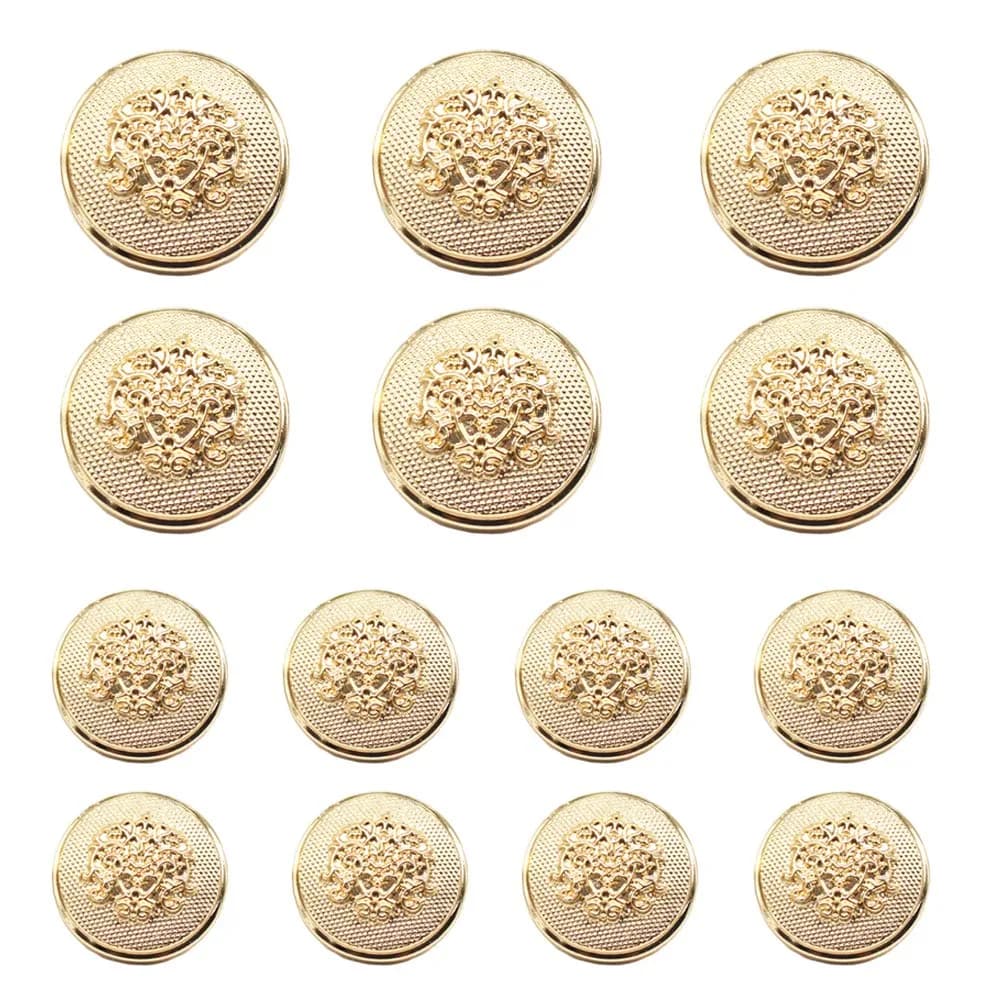 YaHoGa Gold Blazer Buttons for Sewing Men's Suits 20mm & 15mm (14-Piece Set) - main product image