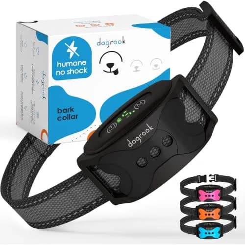 DogRook Rechargeable Bark Collar for Dogs — Beep & Vibration, 12-110 lbs, Black thumbnail 1